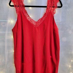 NWT Madison + Mallory Red Lace Tank Top Size Large
